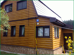 Фото дома из металлического сайдинга с имитацией бруса